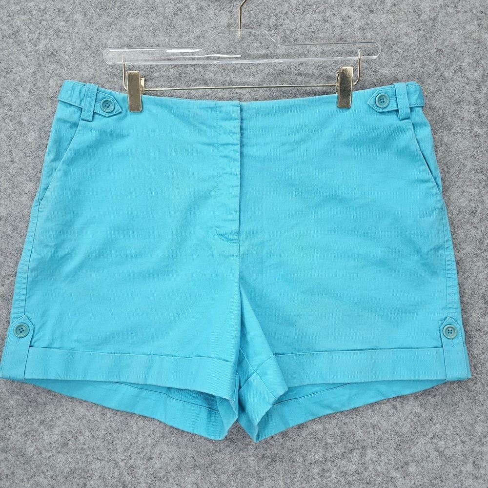Ann Taylor Chino Shorts Women 14 L Blue Light Coastal Cuffed Summer Classic 36x4